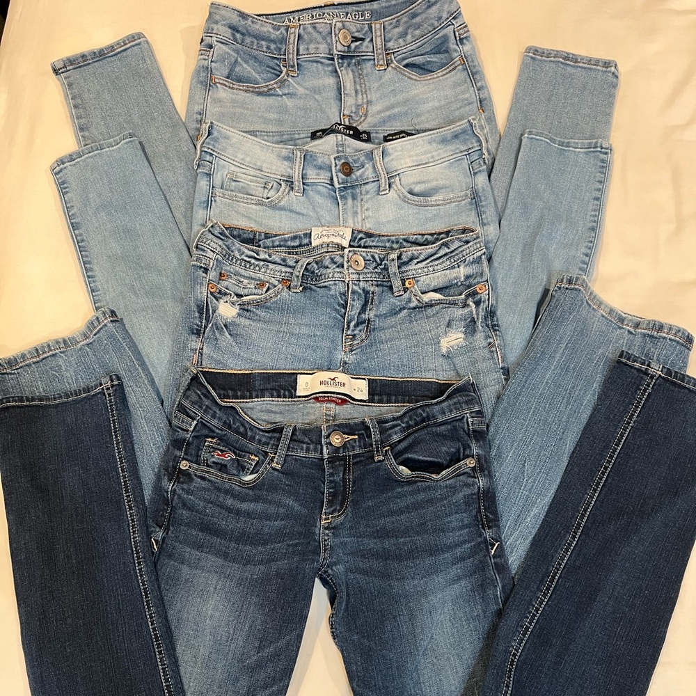 LOT/4 WOMEN JEANS SIZE O/OO w/24”W